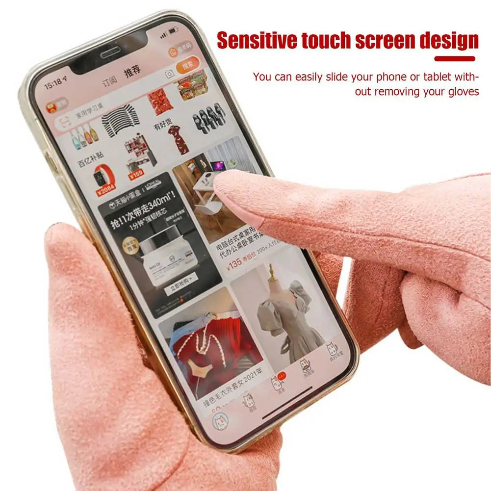 Women Full Finger Gloves USB Charging Heating Gloves 3D Ergonomics Ladies Warming Gloves Outdoor Cycling Electric Gloves