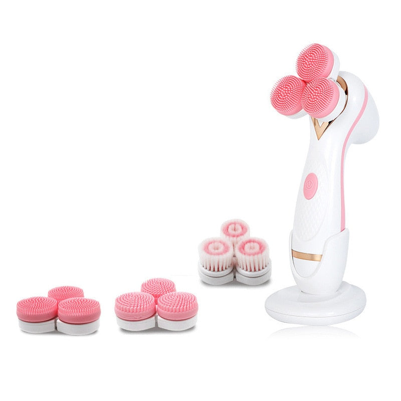 3 In 1 Electric Facial Cleansing Brush Rotating Deep Pore Cleaning Skin Peeling Blackhead Removal Exfoliation Cleanser