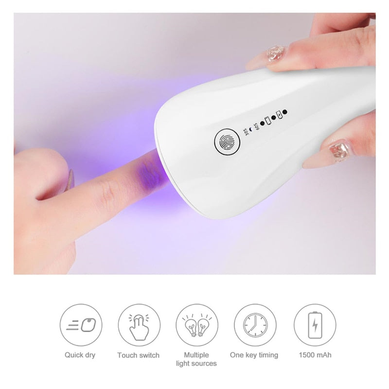 2 In 1 Mini Nail Eyelash Dryer 3 UV LED Lamp Timer Auto Sensor For Drying Gel Polish Rechargeable Quick-drying Nail Art Lamp
