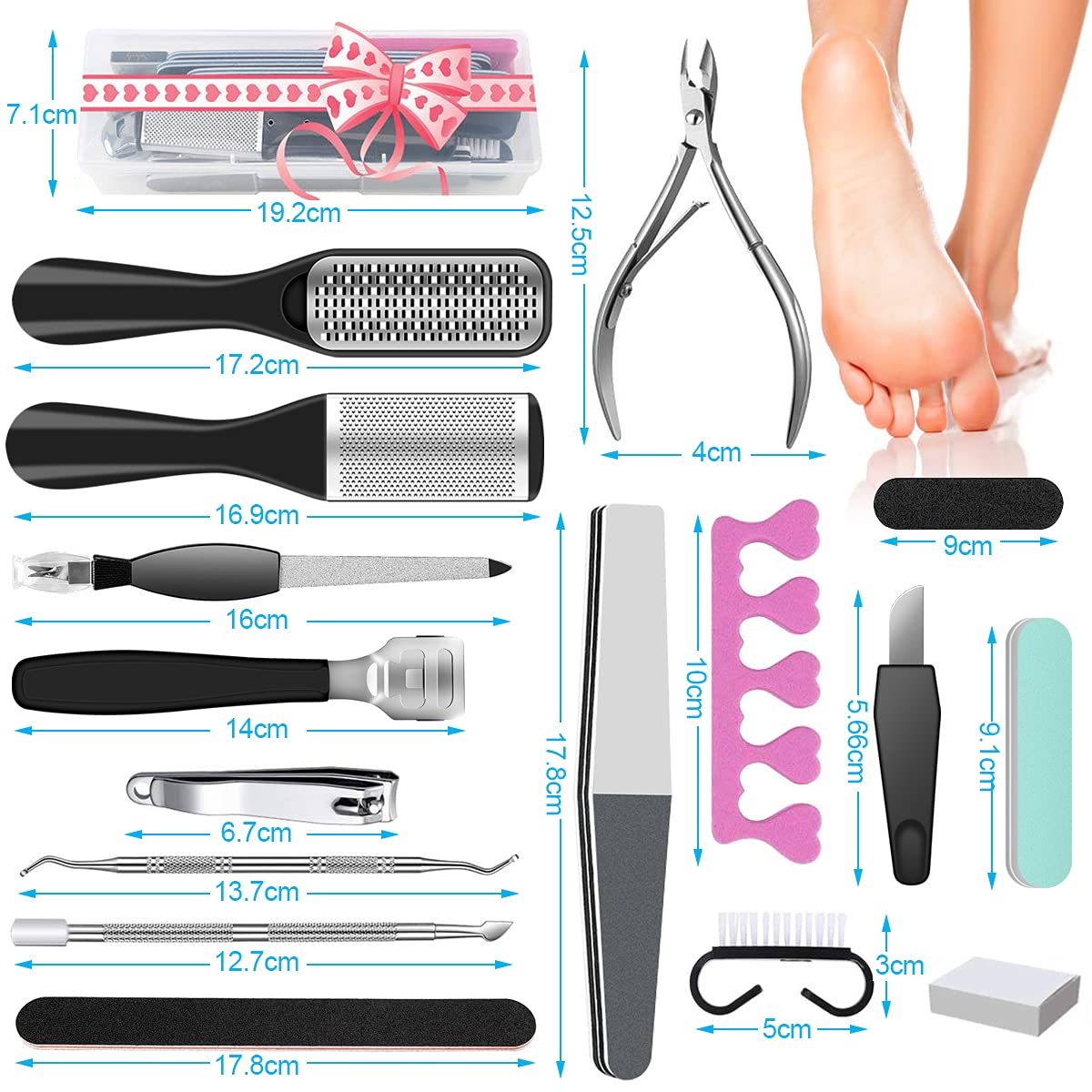 23 in 1 Professional Pedicure Tools Set Foot Care Scrubber Pedicure Kit Manicure Foot Nail Tools Supplies Set for Woman Man Feet