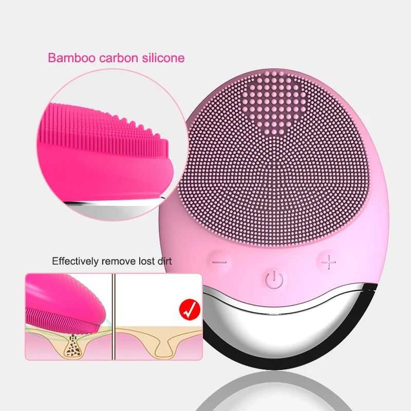 Electric Face Cleaner Sonic Silicond Facial Cleansing Brush Electric Ultrasonic Vibrating Face Massager Mini Pore Deep Cleaning