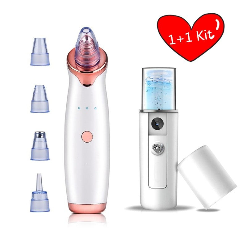 Microdermabrasion Blackhead Remover Face Skin Vacuum Suction Pore Cleaner Skin Care Tools + Mini Nano Facial Sprayers Steamer