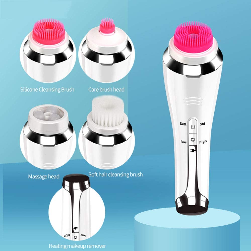 4 in 1 Electric Clearner Automatic Rotation Facial Cleansing Brush With Face Eye Massager Ultrasonic Spin Brush For Exfoliating