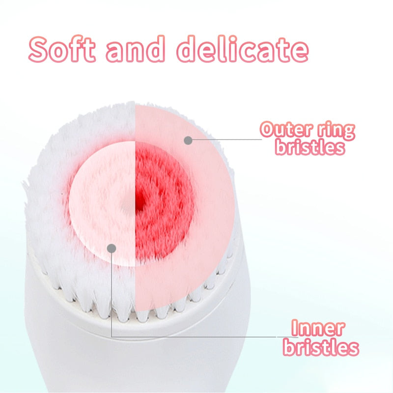 3 In 1 Electric Facial Cleansing Brush Rotating Deep Pore Cleaning Skin Peeling Blackhead Removal Exfoliation Cleanser
