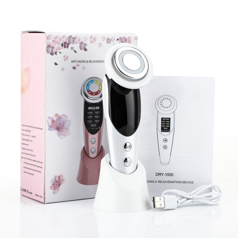 7 in 1 EMS Facial Lifting Device Radio Frequency LED Photon Skin Rejuvenation Anti Aging Pores Cleaner Face Massager