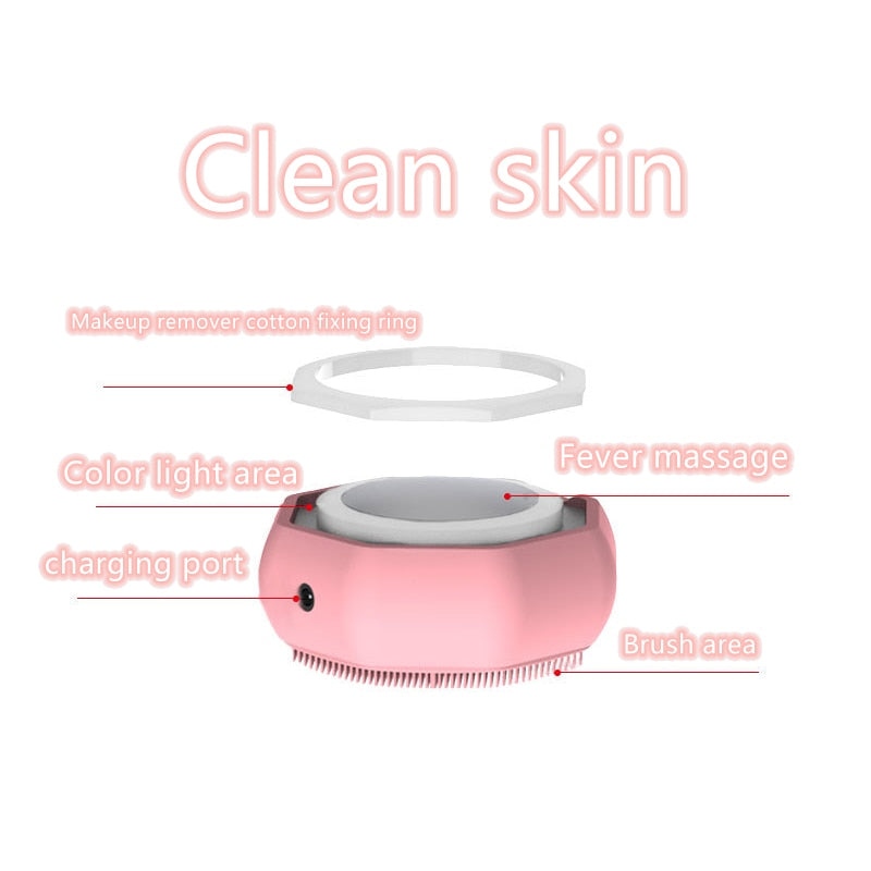 Electric Facial Cleansing Brush EMS LED Skin Tightening Face Massager Facial Exfoliating Cleaner Brushes