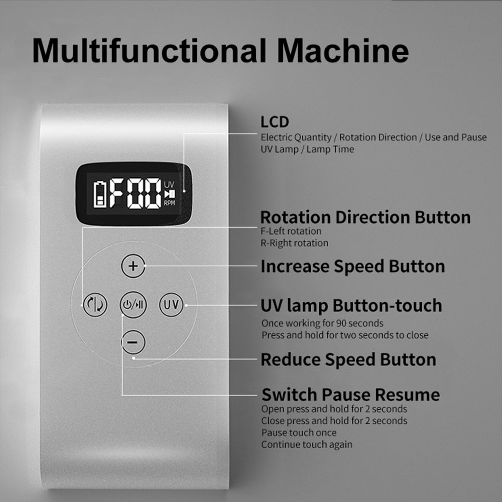 New Rechargeable Electric Cordless Nail Drill Machine 35,000 RPM & UV Gel Nail Dryer Lamp Salon Expert Nail Art Manicure Tools