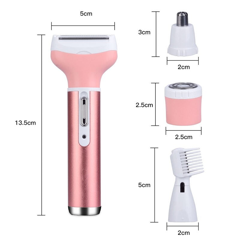 4 In 1 Epilator Female Eyebrow Trimmer Women Shaver Hair Removal Razor Face Depilador Lady Bikini Depilatory Shaving Machine (4 in 1 Kit)