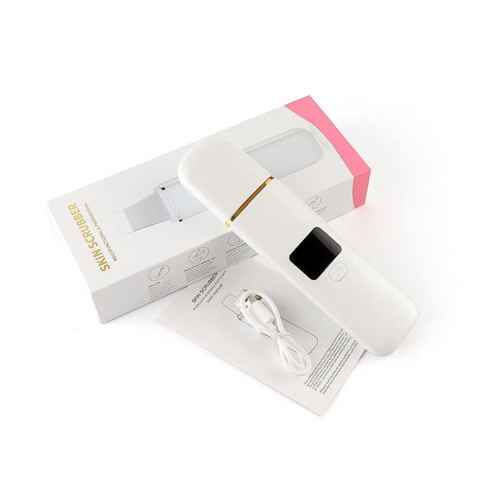 LCD Screen Facial Skin Scrubber Ultrasonic Ion Pore Deep Peeling Cleaner Exfoliation Grease Blackhead Extractor Lifting Device