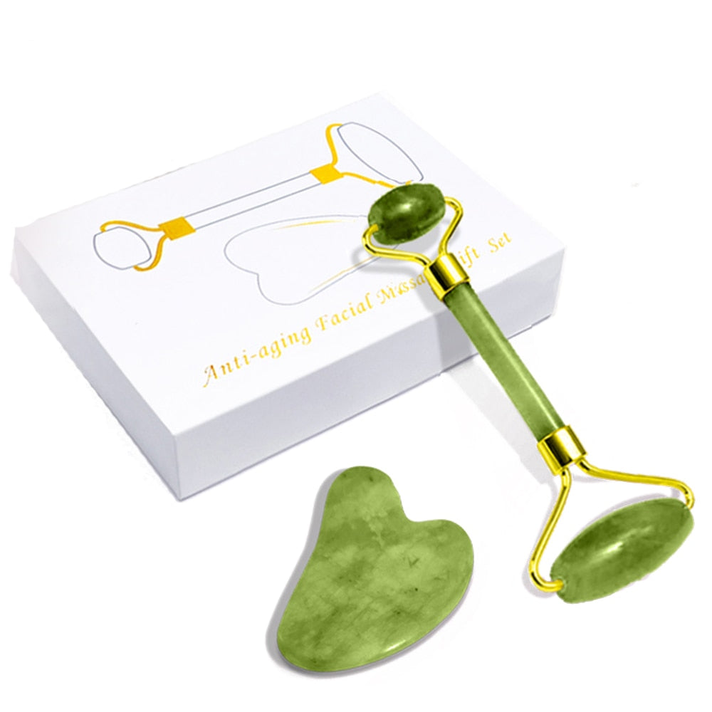 GuaSha Massage Roller Scraper Natural Rose Quartz Face Lifting Body Massager Gouache Relaxation Anti Wrinkle Beauty Tool