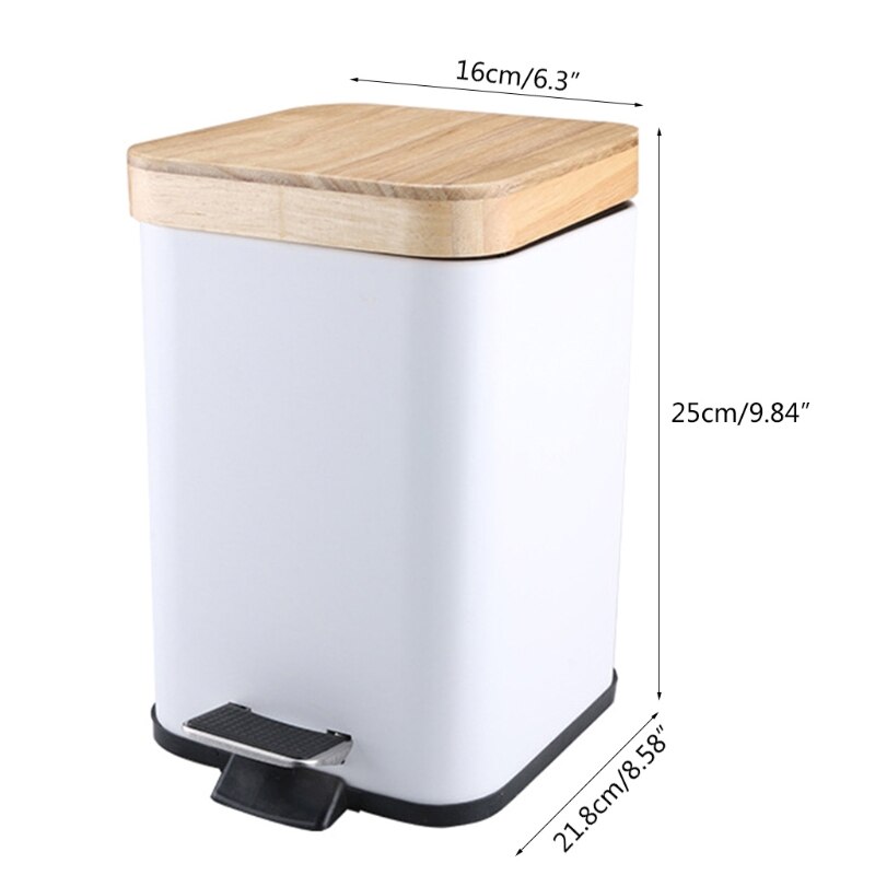 Double Layer Step Trash Can Garbage Rubbish Bin with Bamboo Lid Waste Container Organizer Bathroom Kitchen Office Decoration