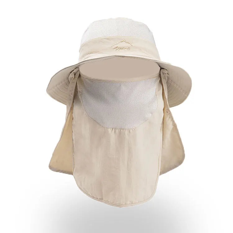 Summer Quick-drying Men Women Hat Outdoor Face Mask Wide Brim Bucket Hat Sun Protection Cap for Fishing Hunting