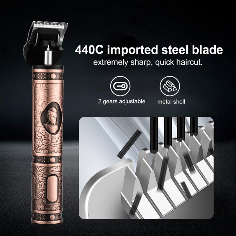 Electric Hair Clipper USB Rechargeable Men's Bread Trimmer 0Mm Bald Portable Haircut Steel Blade Cordless Shaver Hair Cutting