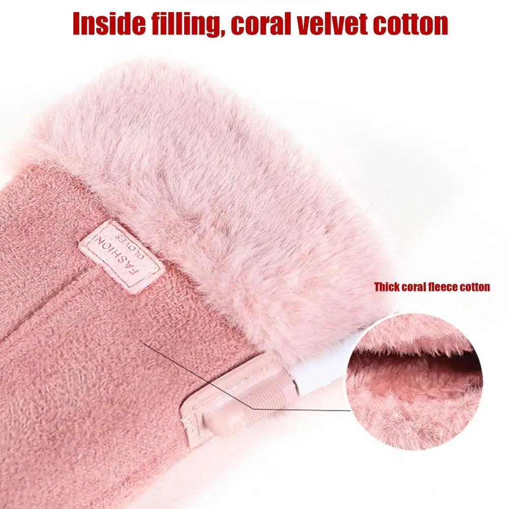 Women Full Finger Gloves USB Charging Heating Gloves 3D Ergonomics Ladies Warming Gloves Outdoor Cycling Electric Gloves