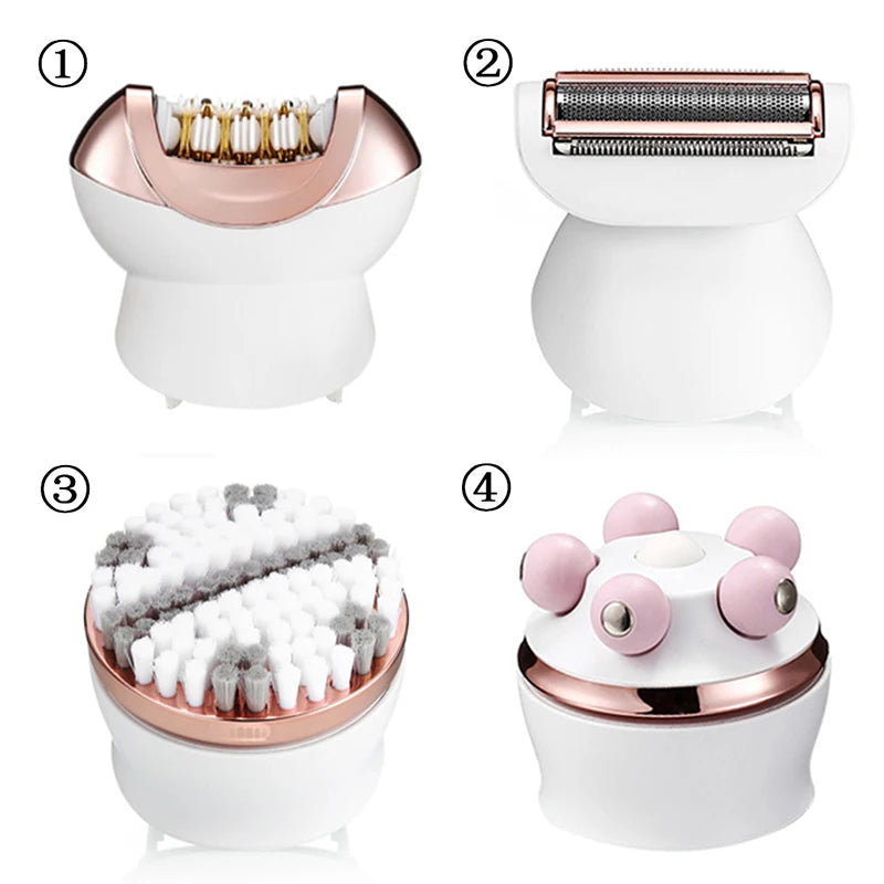 4 IN 1 Painless Epilator Depilator For Lady Full Body Electric Hair Removal Shaver Foot File Callus Remover
