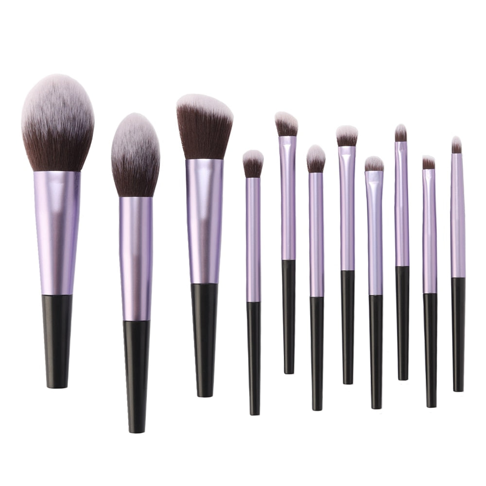 11pcs Makeup Brushes Sets Tools Cosmetic Powder Contour Blush Lip Eyeshadow Concealer Facial Foundation Brush Kit