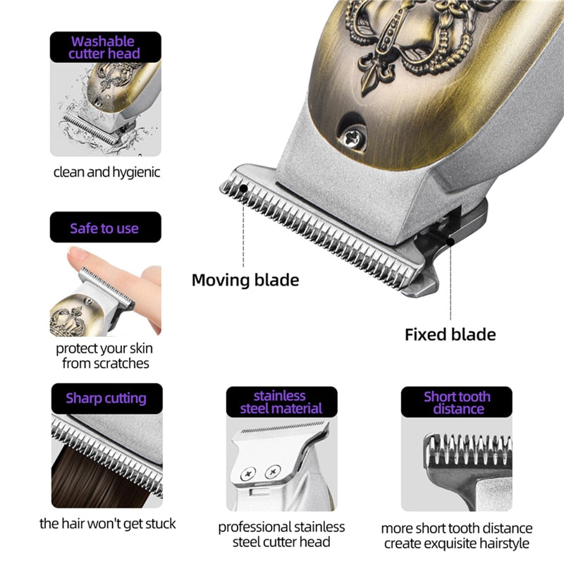 Hair Clipper Professional Electric Hair Trimmer Hair Beard Cutting Machine Rechargeable Cordless Cutting Machine Trimmer