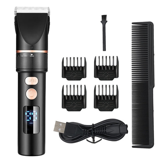 Portable Electric Hair Clipper Rechargeable Trimmer Titanium Ceramic Blade Salon Men Hair Cutting Barber Machine LCD Display