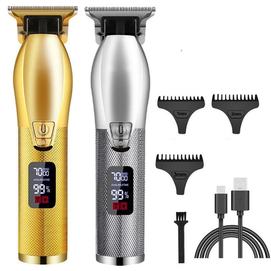 Barber All Metal Hair Clipper Rechargeable Electric Professional Blade Finish Cutting Machine Beard Trimmer Shaver