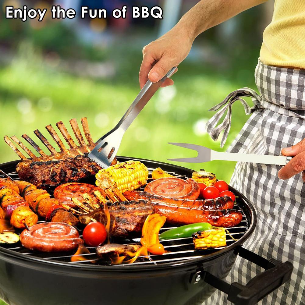 25PCS/Set Stainless Steel Barbecue Grilling Tools Set BBQ Utensil Accessories Camping Outdoor Cooking Tools Kit with Carry Bag