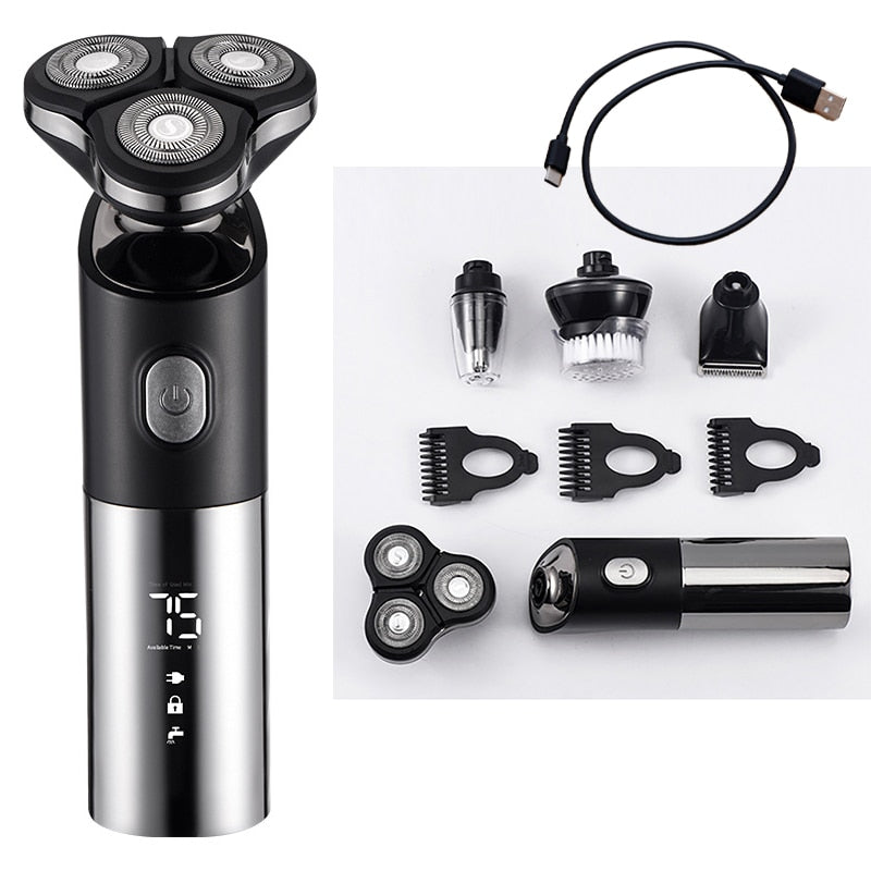4 In 1 Men's Hair Shaver Electric Beard Nose Ear Trimmer Razor Machine LED Display Clippers Rechargeable Washable Shaving Tools