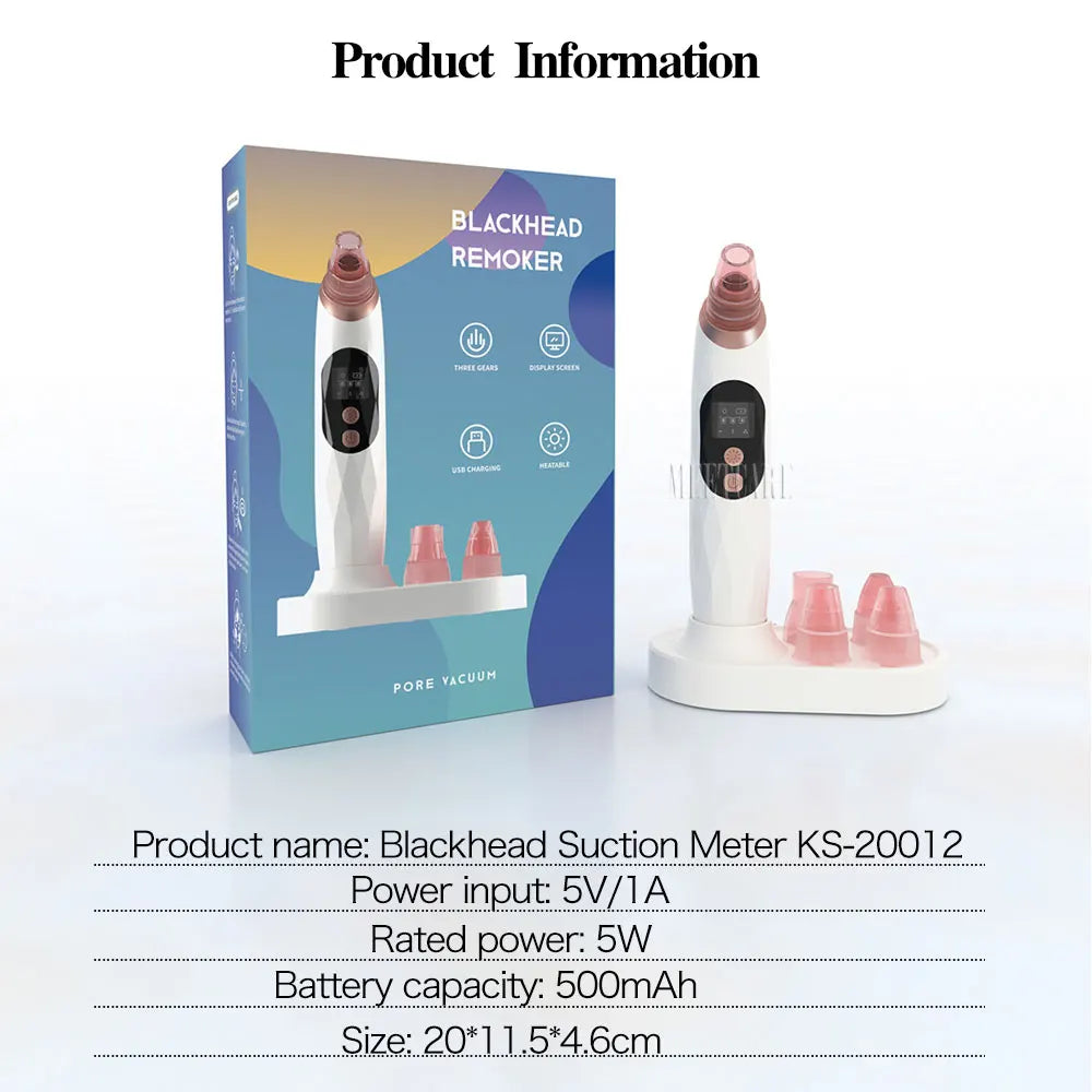 Vacuum Cleaner Blackhead Remover Heatable with Base Photon Rejuvenation Facial Cleaner Acne Pore Extractor Skin Tool