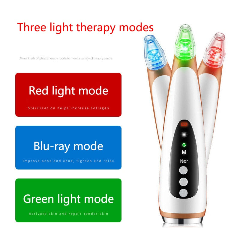 Electric Blackhead Remover Black Head Vacuum Pore Cleaner Heating Vacuum Suction Diamond T Zone Pimple Removal Beauty Device