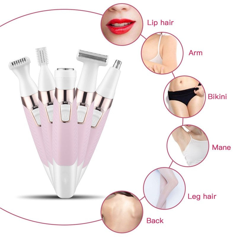 5 in 1 Electric Eyebrow Trimmer Hair Remover Device Painless Depilator Nose Hair Leg Armpit Bikini Trimmer Women Epilator