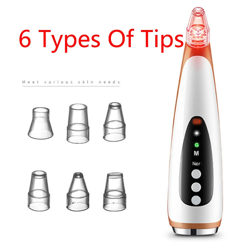 Electric Blackhead Remover Black Head Vacuum Pore Cleaner Heating Vacuum Suction Diamond T Zone Pimple Removal Beauty Device