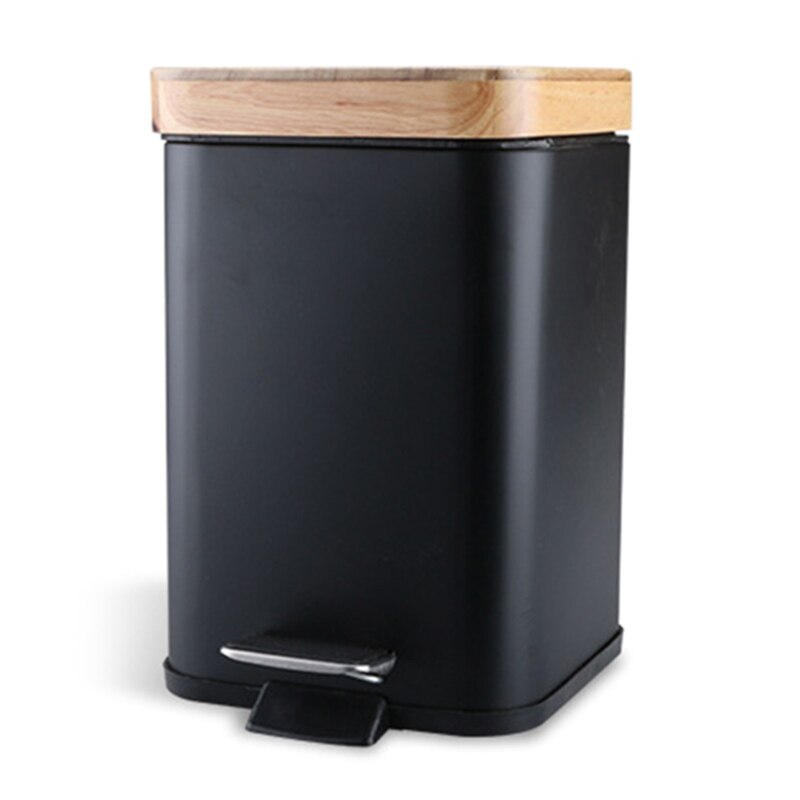 Double Layer Step Trash Can Garbage Rubbish Bin with Bamboo Lid Waste Container Organizer Bathroom Kitchen Office Decoration