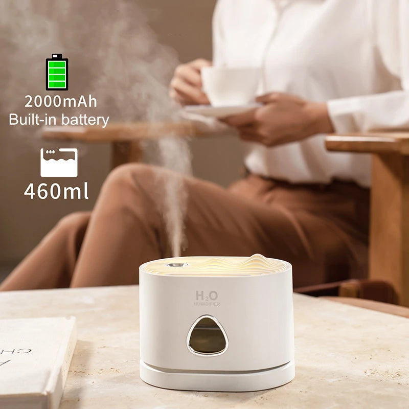 USB Rechargeable Humidifier Air Purifier with LED Light for Home Bedroom Fragrance Ultrasonic Aroma Diffuser Wireless Humidifier