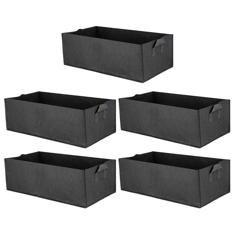5 Pack Fabric Raised Garden Bed,Square Garden Flower Grow Bag Vegetable Planting Bag Planter Pot with Handles for Plants Flowers