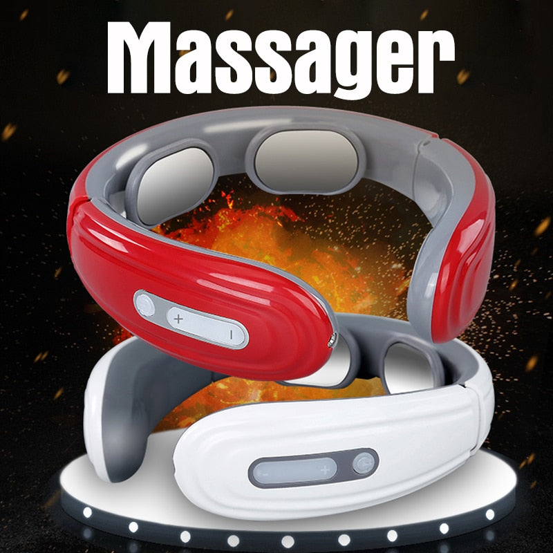 Electric Neck Massager Pulse Back 6 Modes Heating Shoulder EMS Muscle Massage Trainer Relaxation Pain Relief Tools