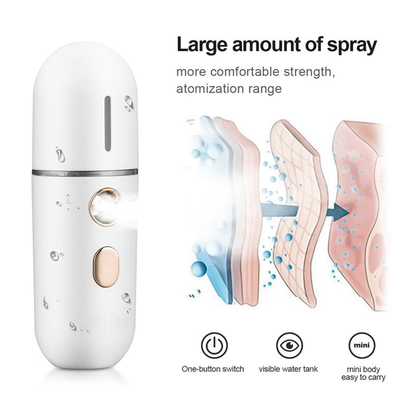 Mini Portable Nano Face Steamer Mist Facial Sprayer Moisturizer Humidifier Moisturizing Beauty Instruments Face Skin Care