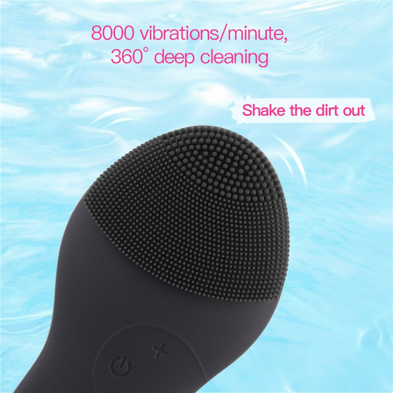 Electric Facial Cleansing Brush For Men USB Rechargeable Sonic Face Cleanser Massager Waterproof Face Skin Care Tools (Black)