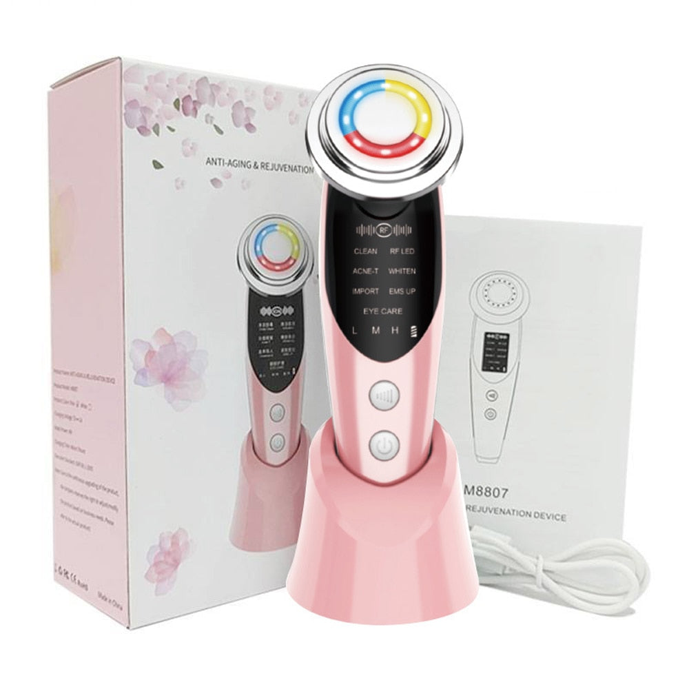 7 in 1 Face Massager RF Microcurrent Electroporation LED Skin Rejuvenation Remove Wrinkle Lifting Beauty Tool