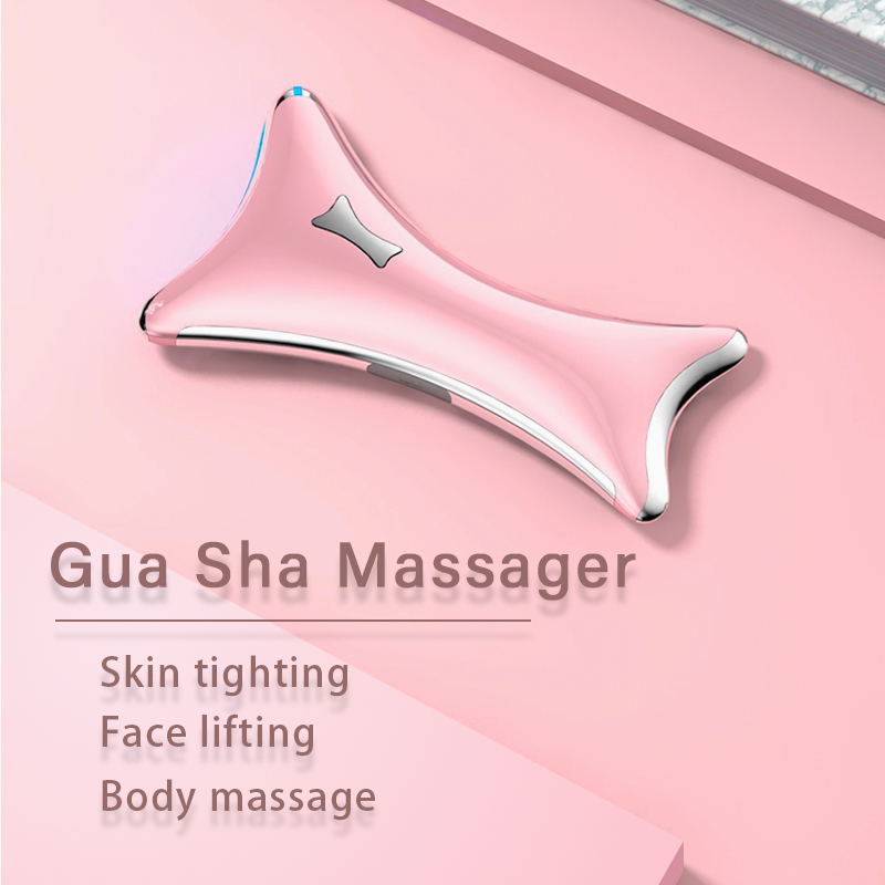 Electric Guasha Scraping Massager 2 in 1 Massage and Warm Mode Face Lifting Slimming Tool LED Light Facial Massager Machine
