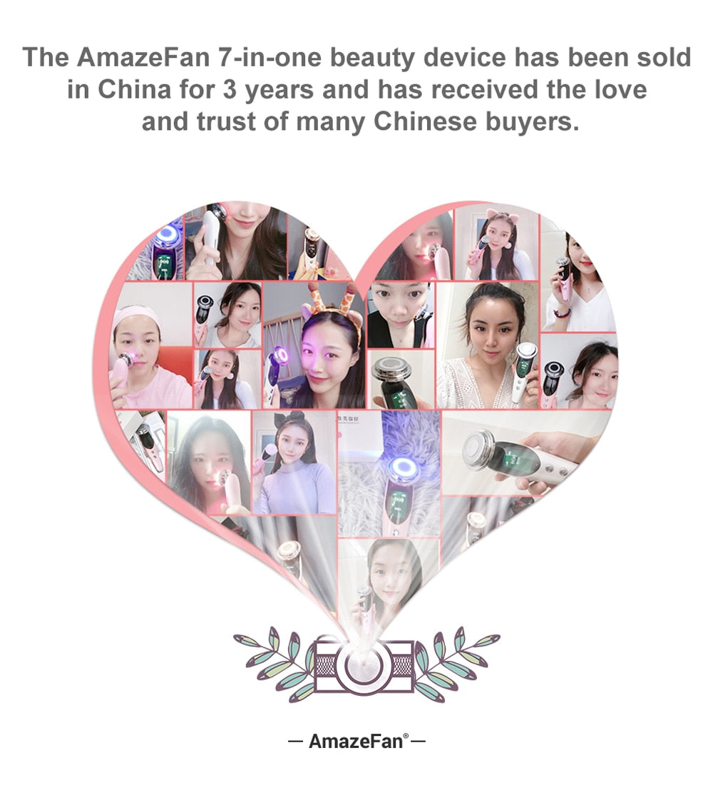 7 in 1 Face Massager RF Microcurrent Electroporation LED Skin Rejuvenation Remove Wrinkle Lifting Beauty Tool