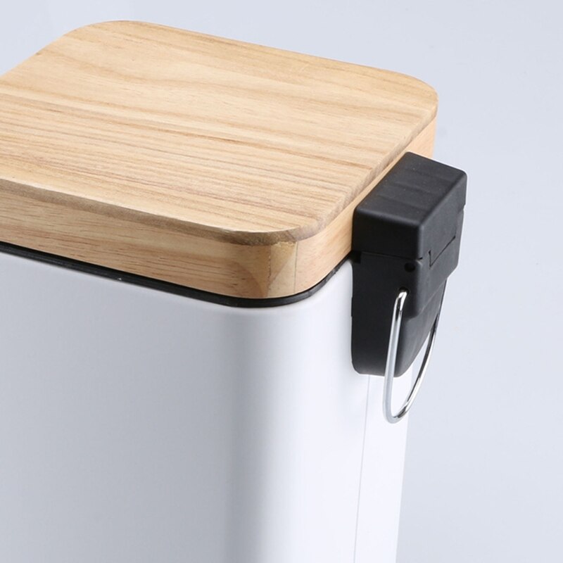 Double Layer Step Trash Can Garbage Rubbish Bin with Bamboo Lid Waste Container Organizer Bathroom Kitchen Office Decoration