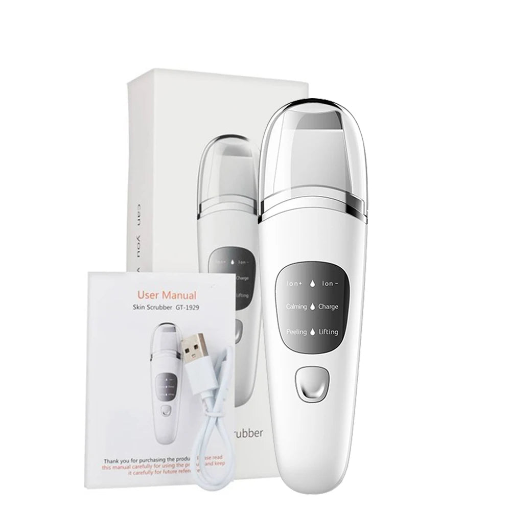 Ultrasonic Skin Scrubber Deep Face Cleaning Vibration Blackhead Remover Peeling Shovel Clean Pore Reduce Wrinkles Beauty Device