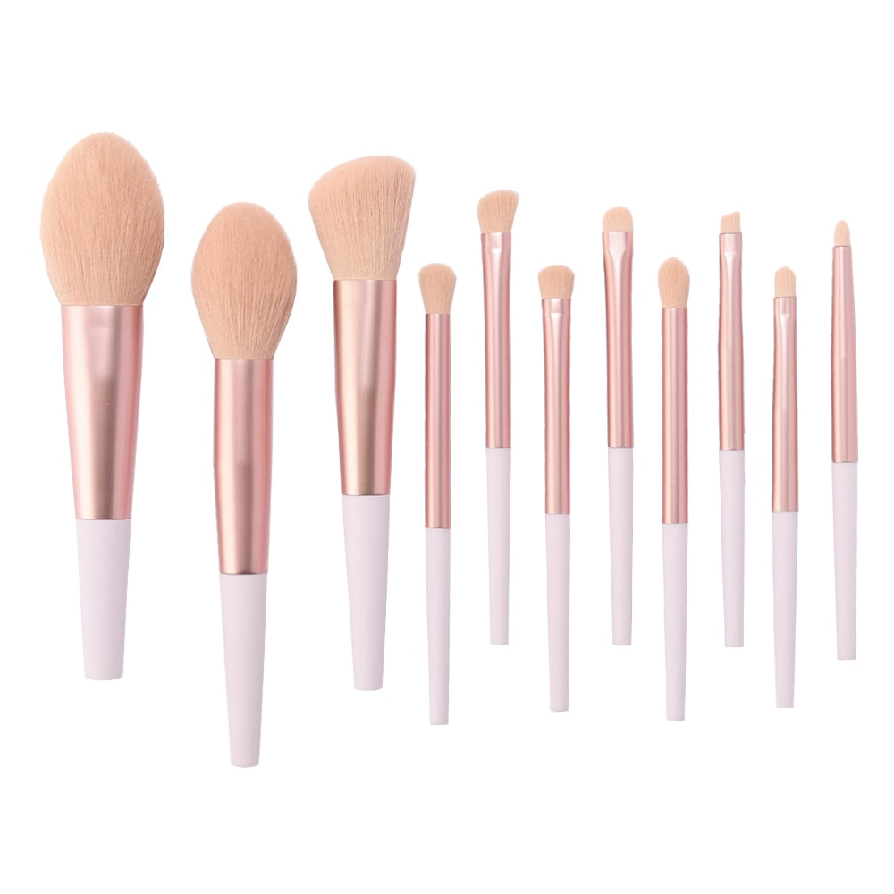 11pcs Makeup Brushes Sets Tools Cosmetic Powder Contour Blush Lip Eyeshadow Concealer Facial Foundation Brush Kit