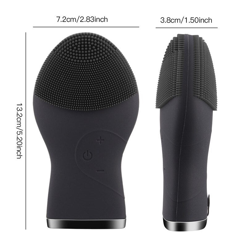 Electric Facial Cleansing Brush For Men USB Rechargeable Sonic Face Cleanser Massager Waterproof Face Skin Care Tools (Black)