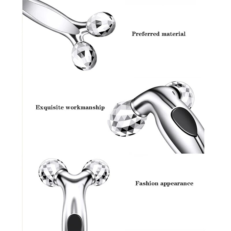 3D Face lift Roller Massager Massage Instrument 360 Rotate Roller Massager Y Shape For Face Lifting Wrinkle Remover