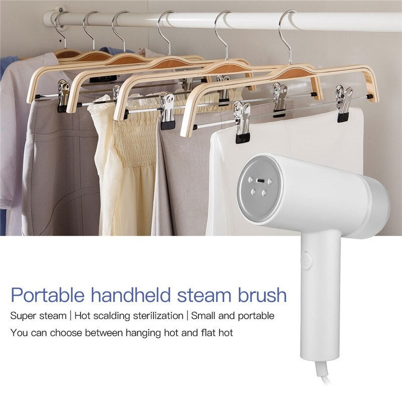 Handheld 1000W Powerful Steamer Brush Mini Electric Garment Cleaner Hanging Ironing Porous Nozzle Steamer Brush For Home Travel (White)