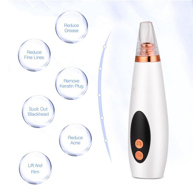 6 In 1 Electric Facial Blackhead Remover Vacuum Suction Cleaning Skin Care Pore Acne Removal Facial Diamond Cleanser Machine (white)