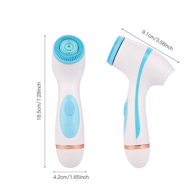 3 In 1 Electric Facial Cleansing Brush Rotating Face Deep Cleaning Waterproof Skin Exfoliation Facial Massager