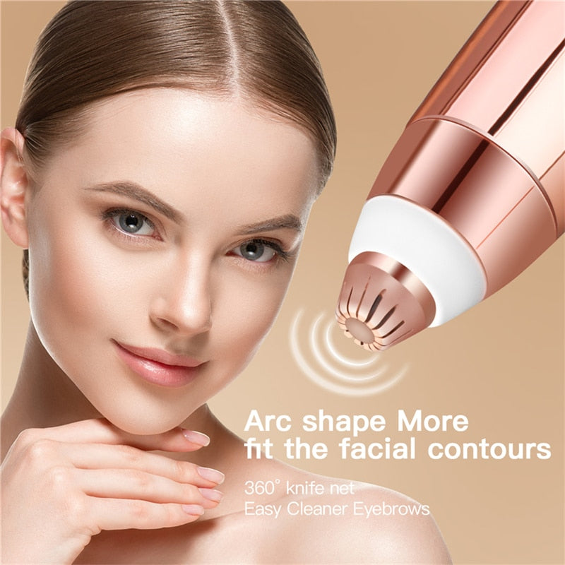 Portable Electric Eyebrow Trimmer Women Eye Brow Hair Remover Epilator USB Rechargeable Face Lips Shaver Lipstick Shape Haircut