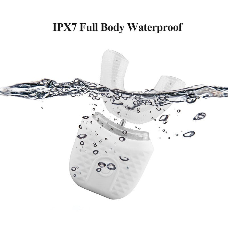 360 Degrees Automatic Electric Toothbrush Rechargeable Ultrasonic U-Type Blue light Tooth Whitening Toothbrush