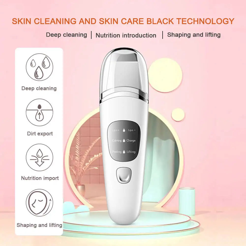 Ultrasonic Skin Scrubber Deep Face Cleaning Vibration Blackhead Remover Peeling Shovel Clean Pore Reduce Wrinkles Beauty Device