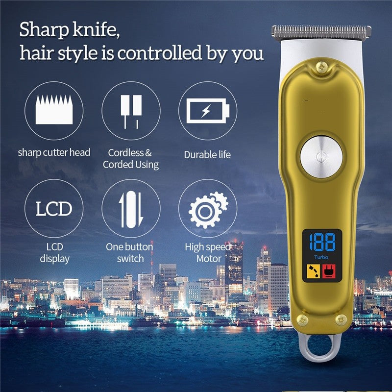 Digital Electric Hair Clippers Portable Hair Trimmer R-Blade Styling Barber Shavers Fast Charging Hair Cutter Machine